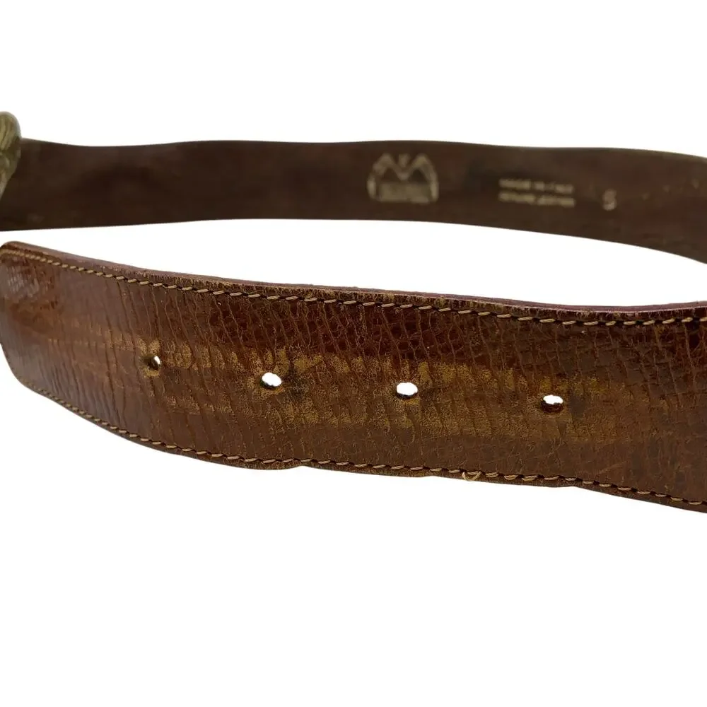 VTG Mixed Media Boho Style Belt Womens Apx Sz Small Suede Metal Gold Tone Buckle